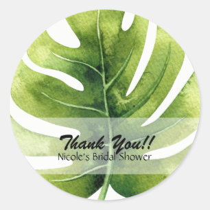 Tropical Leaf Summer Luau Party Wedding Favour Classic Round Sticker