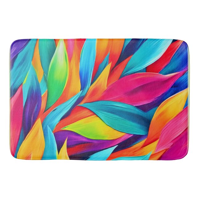 Tropical Leaf Tapestry Painting Bath Mat (Front)