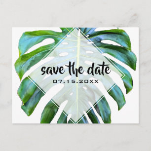 Tropical Leaf Trendy Greenery Save the Date Announcement Postcard