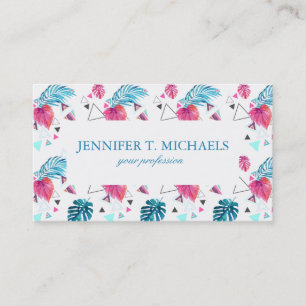Tropical Leaf Triangle Pattern Business Card