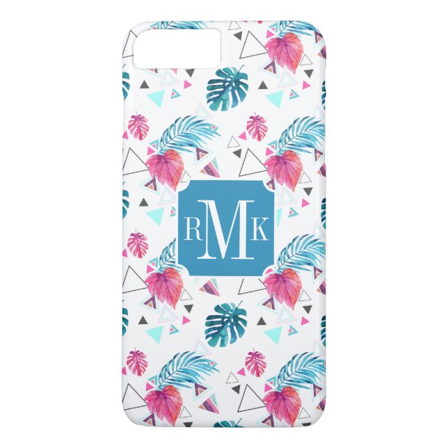 Tropical Leaf Triangle Pattern Case-Mate iPhone Case (Back)