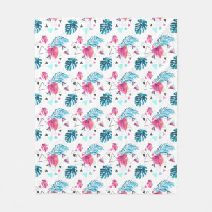 Tropical Leaf Triangle Pattern Fleece Blanket