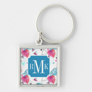 Tropical Leaf Triangle Pattern Key Ring