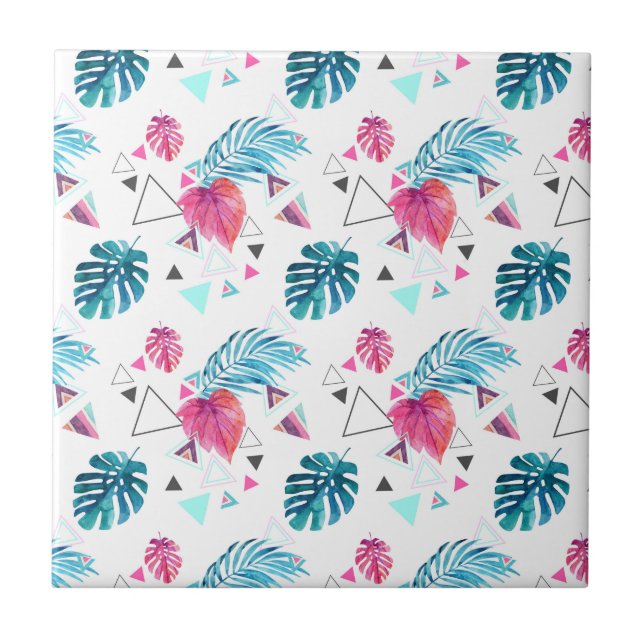 Tropical Leaf Triangle Pattern Tile (Front)