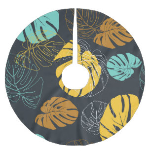 Tropical Leaf Vintage Wallpaper Pattern Brushed Polyester Tree Skirt