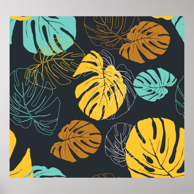 Tropical Leaf Vintage Wallpaper Pattern Poster (Front)