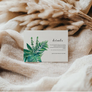Tropical leaf Wedding Details Card
