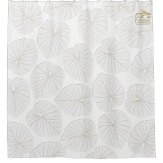 Tropical Leaf White Designer Shower Curtain Set