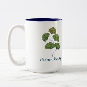 Tropical Leaf with Perosnalized Family name Two-Tone Coffee Mug
