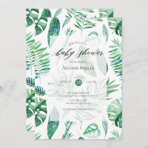Tropical leafy Greenery Baby Shower Invitation