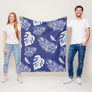 Tropical leaves 15 fleece blanket
