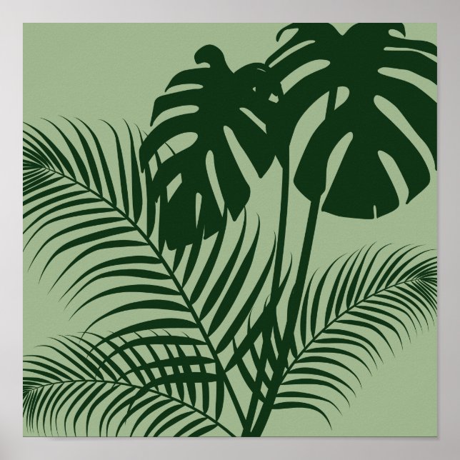 Tropical Leaves 1 Light Green Modern Art Print (Front)