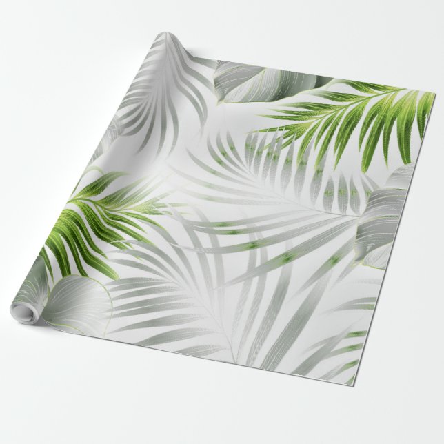 Tropical leaves 1 wrapping paper (Unrolled)