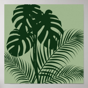 Tropical Leaves 2 Light Green Modern Art Print