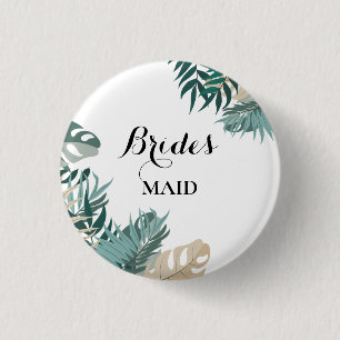 Tropical leaves 3 cm round badge