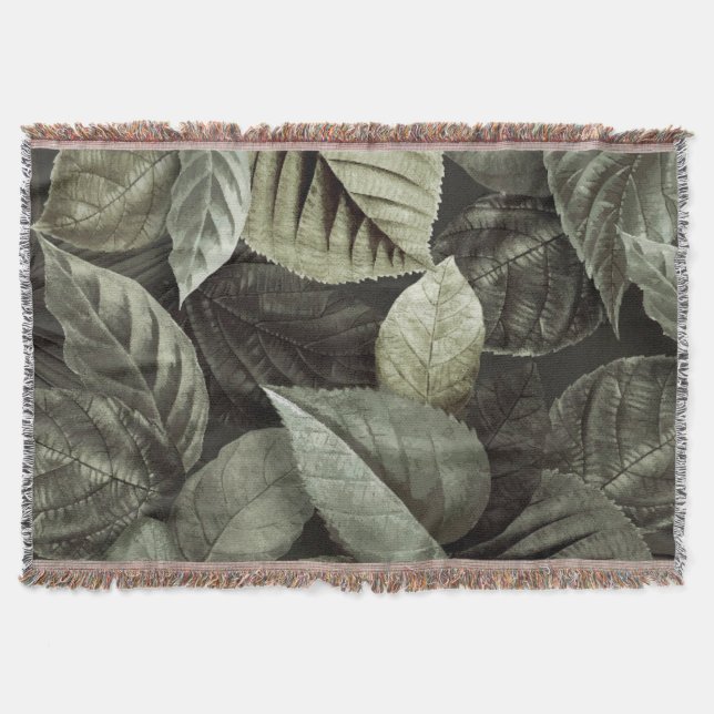 Tropical Leaves 5 Throw Blanket (Front)