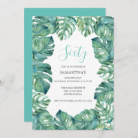 Tropical Leaves 60TH Birthday Invitations Printing