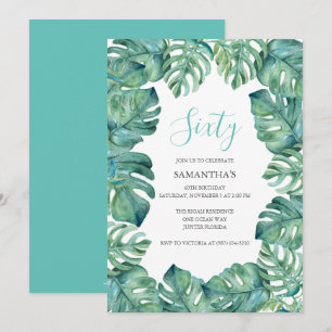 Tropical Leaves 60TH Birthday Invitations Printing