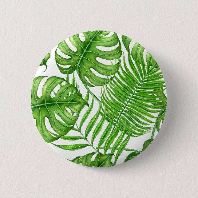 Tropical leaves 6 cm round badge (Front)