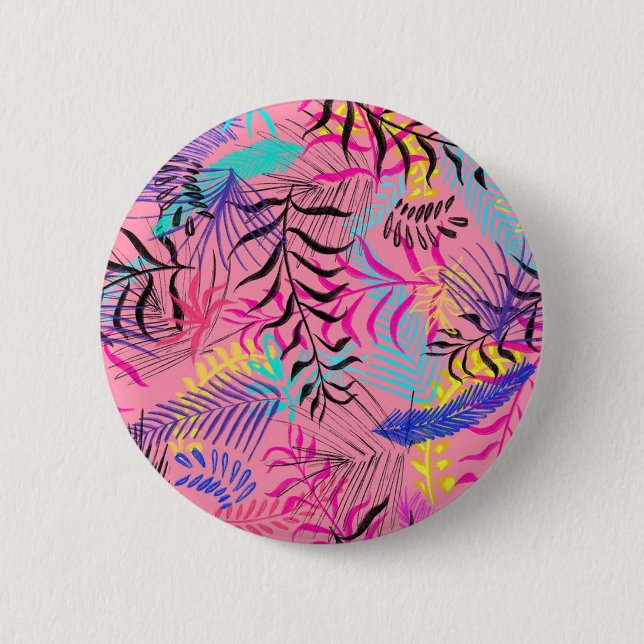 Tropical Leaves 6 Cm Round Badge (Front)