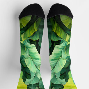 Tropical Leaves Abstract Botanical Jungle Nature Socks