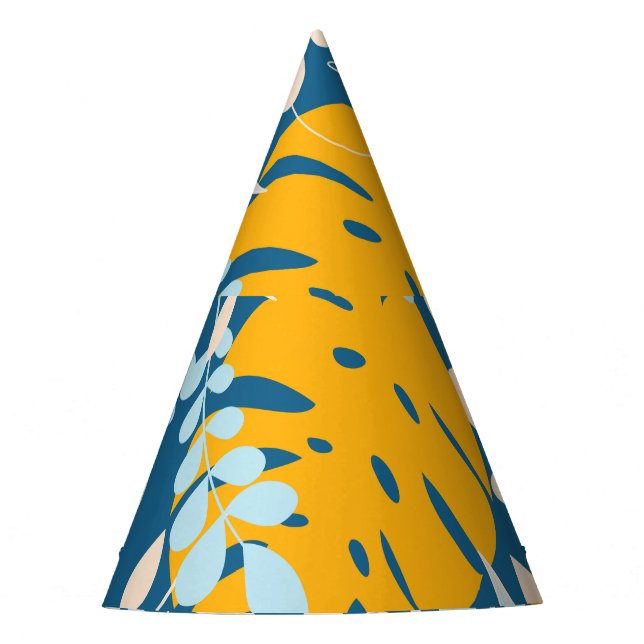 Tropical Leaves: Abstract Jungle Party Hat (Front)