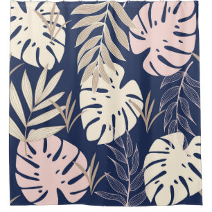 Tropical Leaves: Abstract Jungle Print Shower Curtain