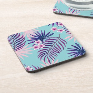 Tropical leaves and flowers 2 coaster