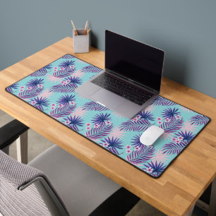 Tropical leaves and flowers 2 desk mat