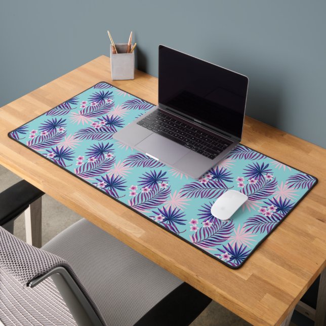 Tropical leaves and flowers 2 desk mat (Office 2)