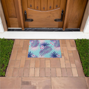 Tropical leaves and flowers 2 doormat