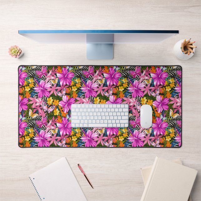 Tropical leaves and flowers desk mat (Office 1)