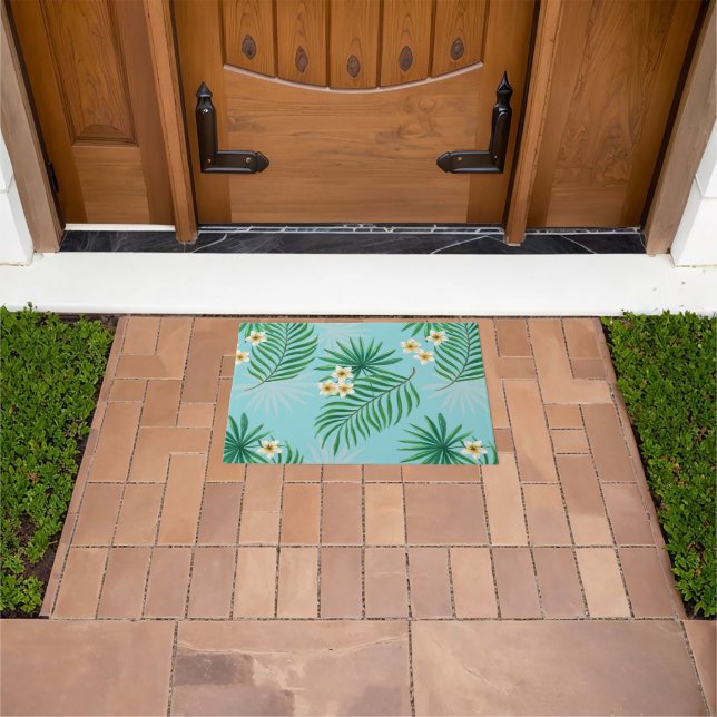 Tropical leaves and flowers doormat (Outdoor)
