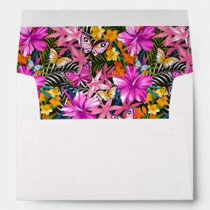 Tropical leaves and flowers envelopes