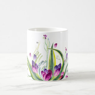 Tropical leaves and flowers for teatime coffee mug