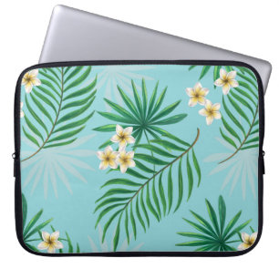Tropical leaves and flowers laptop sleeve