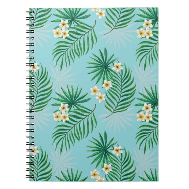 Tropical leaves and flowers notebook (Front)
