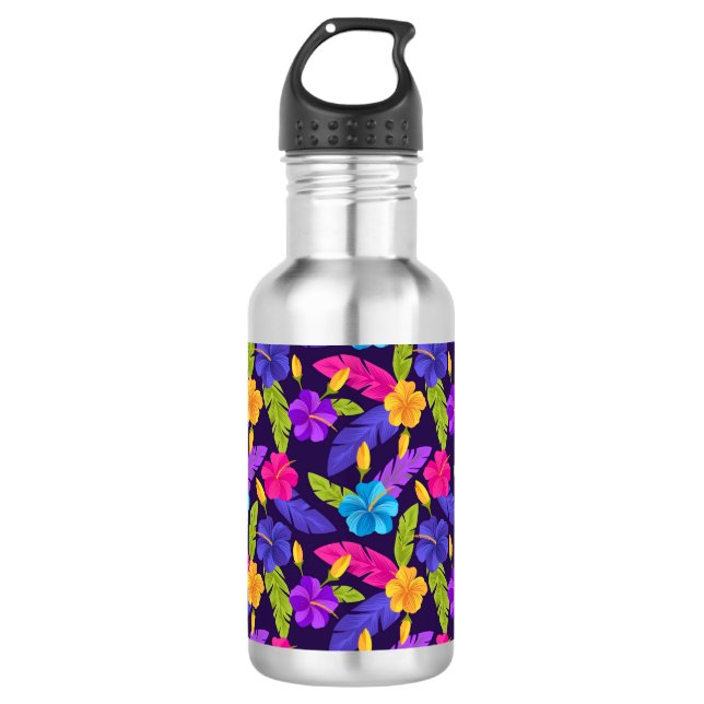 Tropical Leaves and Flowers Pattern-23857 532 Ml Water Bottle (Front)