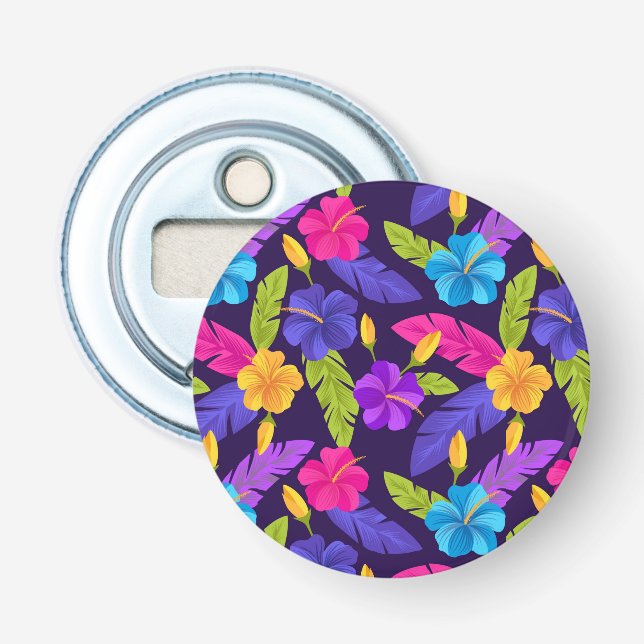 Tropical Leaves and Flowers Pattern-23857 Bottle Opener (Front)