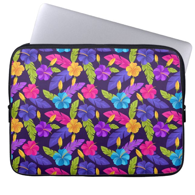 Tropical Leaves and Flowers Pattern-23857 Laptop Sleeve (Front)