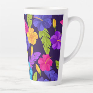 Tropical Leaves and Flowers Pattern-23857 Latte Mug