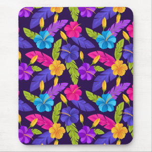Tropical Leaves and Flowers Pattern-23857 Mouse Mat