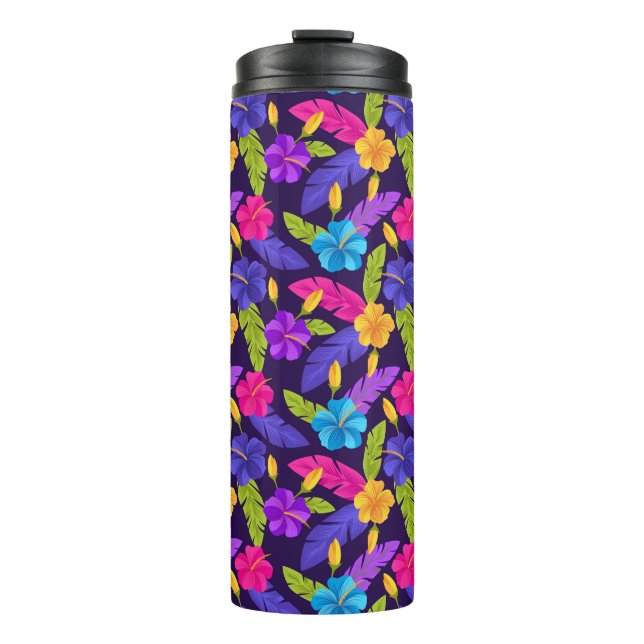 Tropical Leaves and Flowers Pattern-23857 Thermal Tumbler (Front)