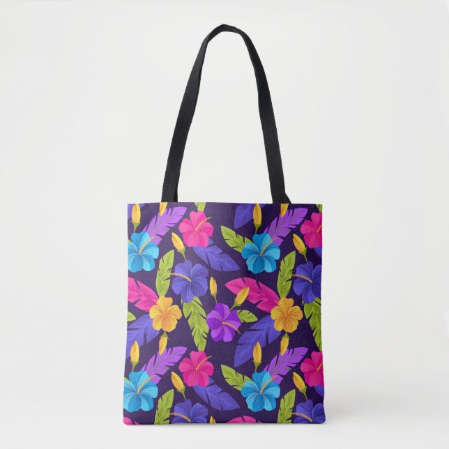 Tropical Leaves and Flowers Pattern-23857 Tote Bag (Front)
