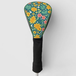 Tropical leaves and flowers pattern  golf head cover