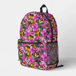 Tropical Leaves and Flowers Printed Backpack