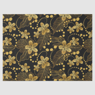 Tropical leaves and flowers seamless pattern on go tissue paper