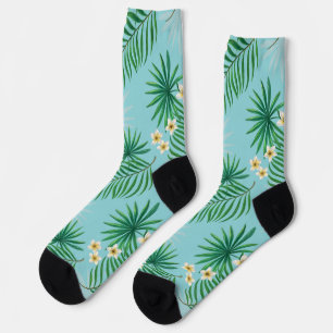 Tropical leaves and flowers socks