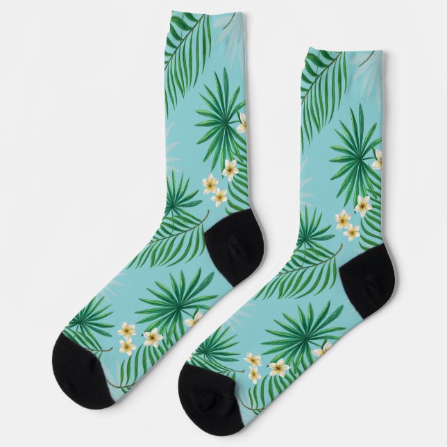 Tropical leaves and flowers socks (Left)