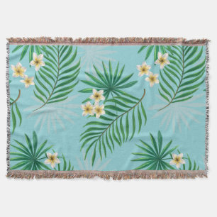 Tropical leaves and flowers throw blanket